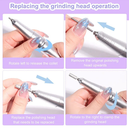 LIMEGIRL 45000RPM Electric Nail Drill Polisher Rechargeable Portable Electric Nail File Machine Kit for Home Acrylic Gel Nails Polishing