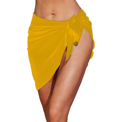 Costumi da bagno da donna sarong corti copricostume da spiaggia Bikini avvolgente gonna corta trasparente sciarpa in Chiffon coprispalle per costumi da bagno platinumshop
