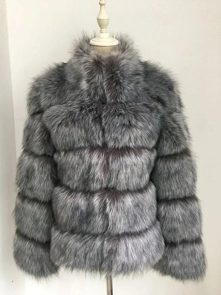 ZADORIN Fashion Thick Warm Winter Coat Woman Luxury Faux Fox Fur Coat Jackets Woman Stand Fur Collar Fake Fur Jacket Outerwears