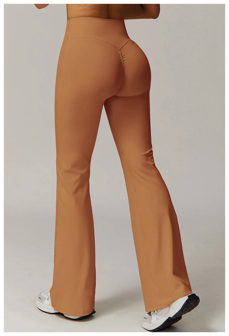 High Waist Wide Leg Pants Leggings Women Tights Fitness Bell-bottoms Yoga Elastic Leggings Push Up Gym Workout Flared Pants PlatiNum