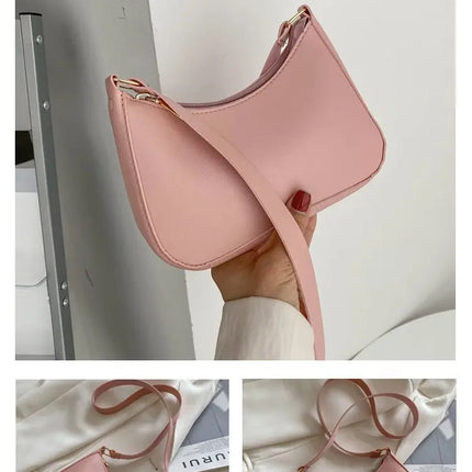 New Women's Fashion Handbags Retro Solid Color PU Leather Shoulder Underarm Bag Casual Women Hobos Handbags sac à main femme PlatiNum