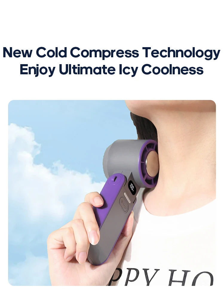 Ventilatore Portatile ad Alta Velocità con Raffreddamento Rapido, Ricaricabile 3600mAh, 100 Velocità Regolabili, Mini Ventilatore Pieghevole Turbo e Cordino