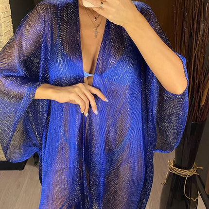 Abito copricostume da spiaggia lavorato a maglia trasparente con nappe sexy con frange Tunica in rete lucida per costumi da bagno da donna Abito da spiaggia leggero con copertura in rete platinumshop