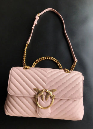 Nuova Borsa a Tracolla/Crossbody da Donna 2026 Ispirata a Pinko in Tweed con Cigno, in Vera Pelle