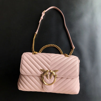 Nuova Borsa a Tracolla/Crossbody da Donna 2026 Ispirata a Pinko in Tweed con Cigno, in Vera Pelle