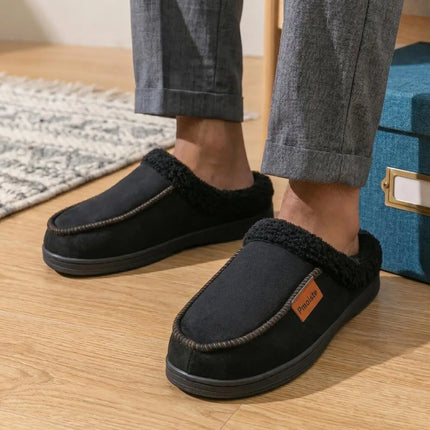 Winter New Men's Imitation Deer Skin Slippers TPR Bottom Warm and Comfortable Indoor Slippers Suitable for Home Wear anti Slip