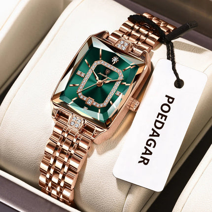 POEDAGAR Orologio da donna di lusso Impermeabile Data Orologio da polso da donna casual di alta qualità Orologio da donna elegante al quarzo in acciaio inossidabile platinumshop