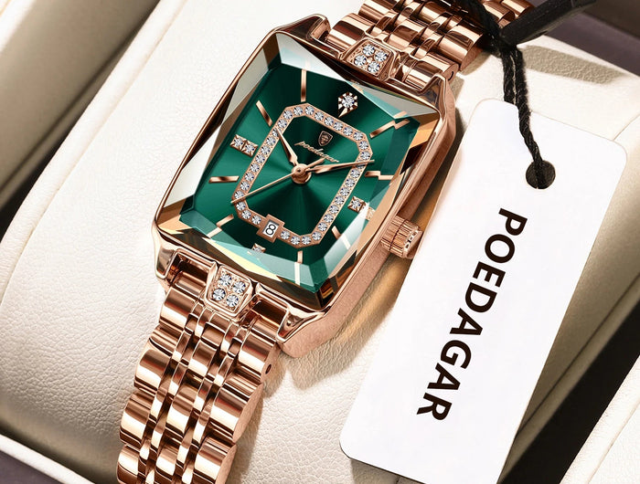 POEDAGAR Orologio da donna di lusso Impermeabile Data Orologio da polso da donna casual di alta qualità Orologio da donna elegante al quarzo in acciaio inossidabile platinumshop