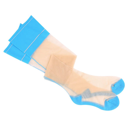 Calze sexy retrò per lingerie Colore a contrasto Coscia alta cucitura posteriore Medias Mujer Calze in nylon a costine larghe ultrasottili per le donne