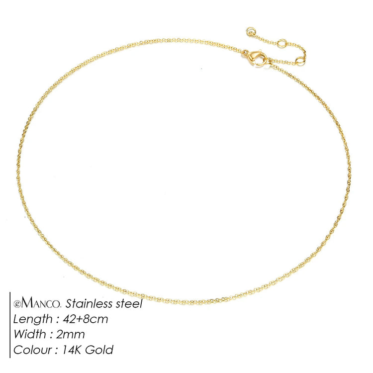 eManco Fine Chain Necklace Stainless Steel Gold Color Pendants Short Long Statement Women  Colar Gift Stainless Steel Jewelry PlatiNum