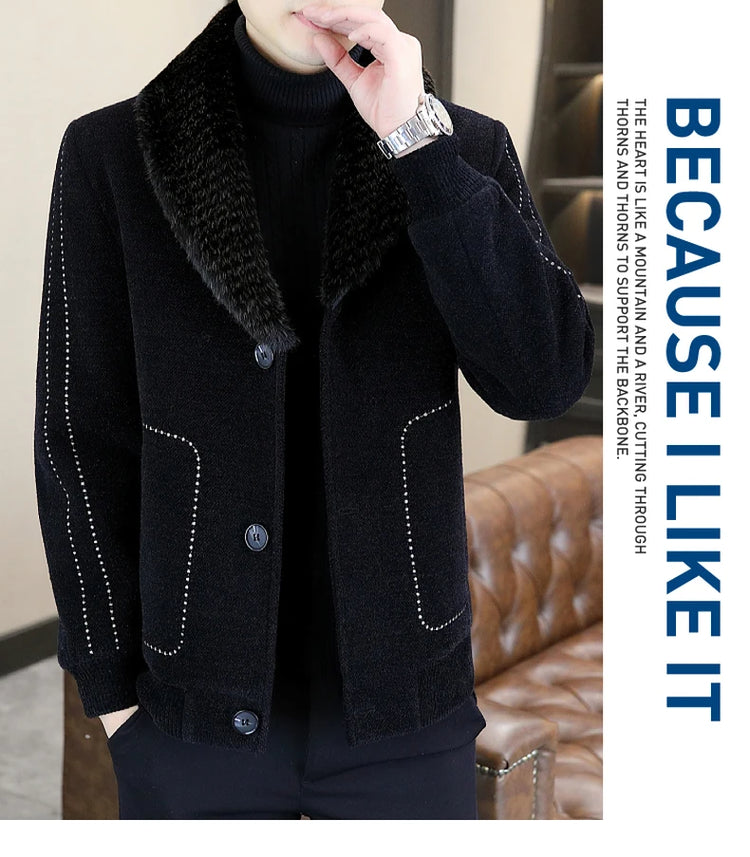 Casual Winter Men's Slim White Duck Down Jackets Warm Short Fur Collar Puffer Woolen Coat Outwear Thicken Windproof Top Clothing