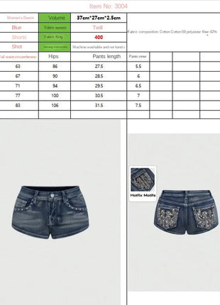 Low Rise Distressed Denim Shorts Female Jeans Womens Jeans Shorts Vintage Y2K Punk Style Embroidered Hot Pants PlatiNum