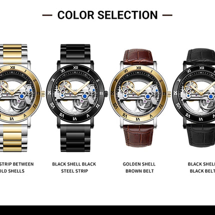 AKDPN Men's Watches Automatic Mechanical Stainless Steel Men's Wrist Watch Skeleton Automatic Watches for Man Watch Montre Homme