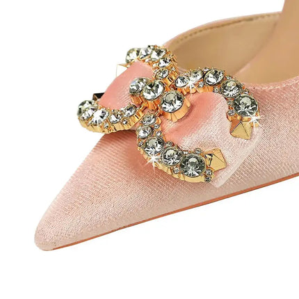Tacchi alti di lusso Donna 7 cm Tacchi a spillo da 10,5 cm Décolleté da donna con strass in metallo Scarpe da sposa moda Scarpe da ballo sexy da donna 2026 platinumshop