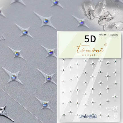 Punk Glitter Powder Blue Pink Star Charm Laser Silver Gold Starlight Rhinestones Moon DIY Nail Art Stickers Manicure Tool Decals