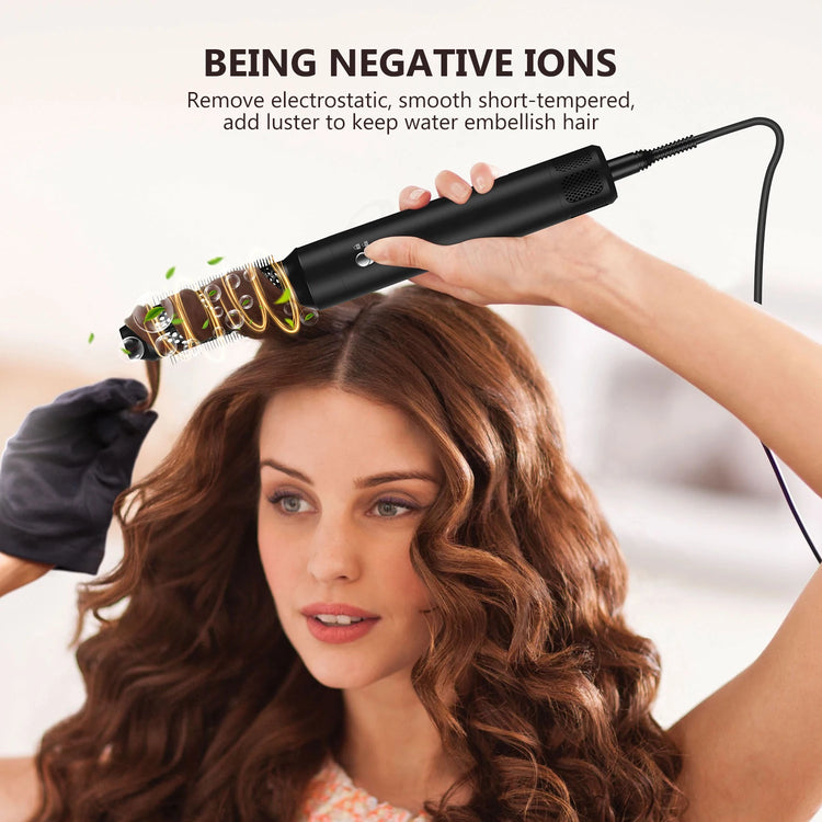 UKLISS 7 in 1 Hair Styler & Dryer Set, Round Brush Hair Dryer with Auto Curling and Ion Care
