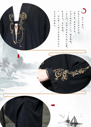 Trench da uomo ricamato in cotone Hanfu Lino Abito stile cinese Giacca cardigan Casual Kimono oversize 5XL Cappotto antico maschile