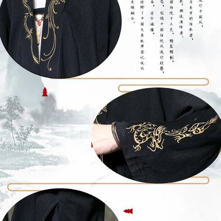 Trench da uomo ricamato in cotone Hanfu Lino Abito stile cinese Giacca cardigan Casual Kimono oversize 5XL Cappotto antico maschile