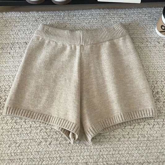 Hot Sexy Knit Shorts Women Korean Fashion Casual Outerwear Sheath Mini Pants 2025 Spring Solid Versatile Y2k Streetwear