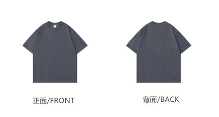 600G Heavy Cotton Short-sleeved T-shirt Men's and Women's Summer Loose Casual Trend Versatile Round Neck Half-sleeved Clothes PlatiNum