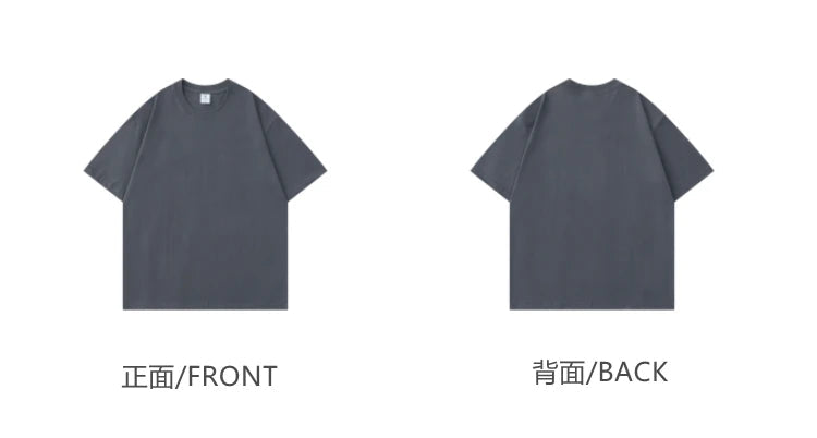 600G Heavy Cotton Short-sleeved T-shirt Men's and Women's Summer Loose Casual Trend Versatile Round Neck Half-sleeved Clothes PlatiNum
