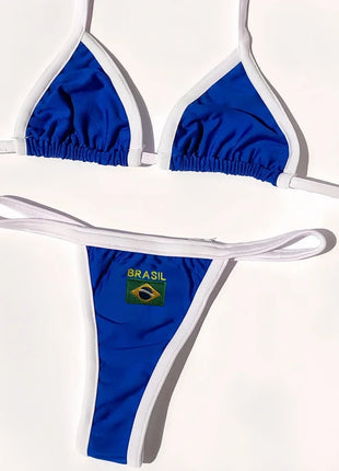 Costume da Bagno Bikini Brasiliano Ricamato a Contrasto con Patchwork per Donna - Set Estivo da Spiaggia platinumshop
