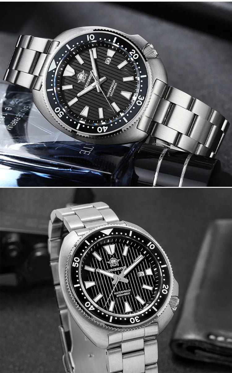 ADDIESDIVE Men's Diving Watch 200 Waterproof Sapphire Glass Quartz Watch BGW9 Luminous Stainless Steel Business Fashion Watch