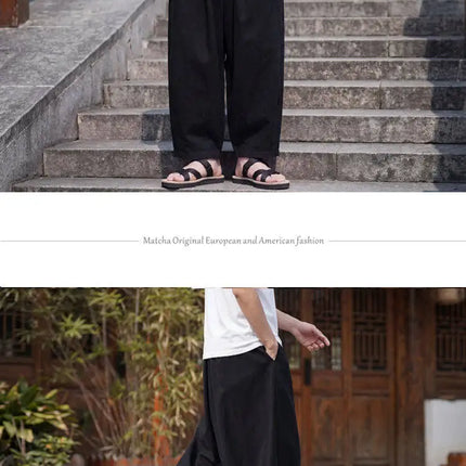Pantaloni casual da uomo tinta unita primavera estate comodi e alla moda a gamba dritta, pantaloni giapponesi leggeri e sottili Harun a gamba larga