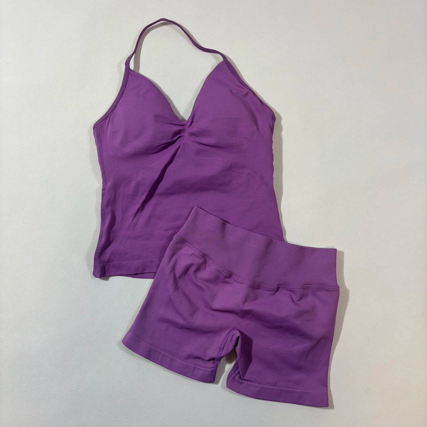 Yoga 2pcs Impact Gym Set Women Backless Tank Tops High Waist Scrunch Seamless Shorts Fitness Clothes Activewear Workout Sets