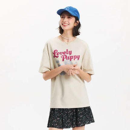 T-shirt à manches courtes Semir pour femme, longueur moyenne, joli motif, style rétro, nouvelle collection été 2025, haut ample respirant, style de niche