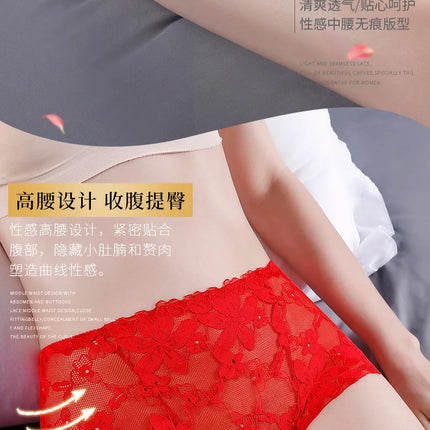 Transparent Lace Briefs Women Panties Girls Summer Underpants Plus Size Underwear Solid Color Sexy Lingerie XXL