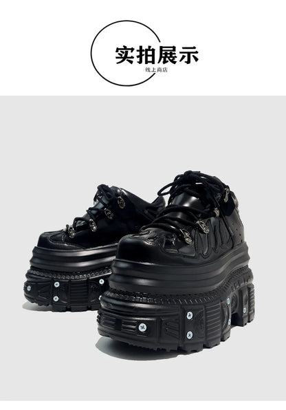 2025 Flame Babes Punk Wind Tank Muffin Women's Super High Heel Y2K Tide Match Handmade Platform Sneakers Shoes 12cm