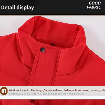 Winter High-density T400 Small-interval Warm Cotton-padded Vest Double Front Flap with Snap Buttons and Zippers