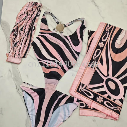 Costumi da bagno di lusso da donna con sciarpa nera e logo firmato, set bikini con fascia per capelli firmata da designer, abbigliamento da spiaggia platinumshop