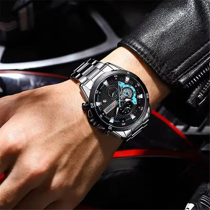 CURREN 8402 Orologio da uomo in acciaio inossidabile Moda creativa Quadrante luminoso con cronografo Orologio da uomo di lusso per il tempo libero reloj hombre platinumshop