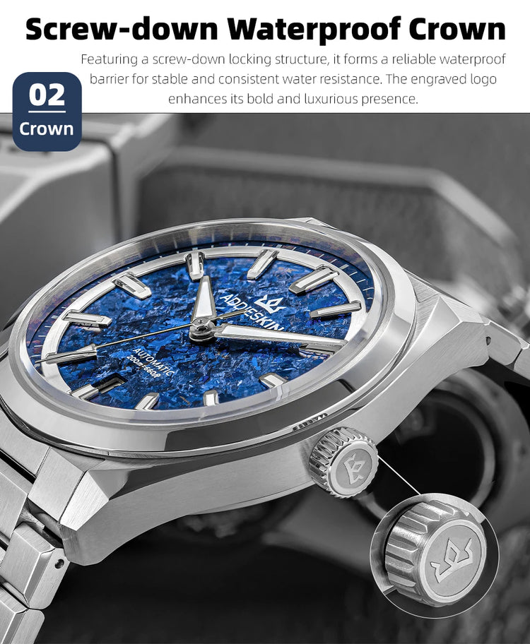 AddiesKIN K006 Men Watch Sapphire Glass BGW9 Luminous 20Bar Waterproof Ice Crystal Titanium Dial 9015 Mechanical Automatic Watch