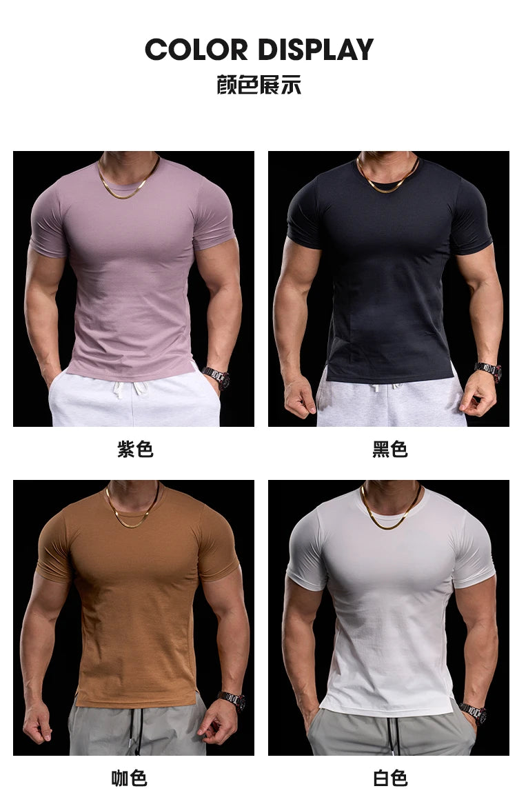 Abbigliamento da allenamento fitness da palestra da uomo T-shirt sportiva attillata a maniche corte
