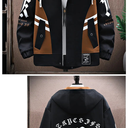 Men's Casual Hooded Jackets Autumn Patchwork Thin Coats Outwear Top Windbreaker Streetwear Clothing Plus Size