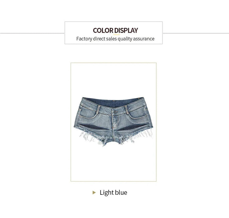 Women Short Hot Pants Jeans Slim Fit Low Waist Irregular Pockets Sexy Tassels Denim Shorts Button Fly Party Summer 2025 PlatiNum