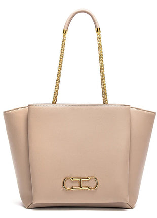 CHCH Women's Tote Bag 2026 Spring New Brown Magnetic Buckle Storage Bag Large Capacity Commuter Chain Bag PlatiNum