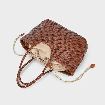 Women's 2-in-1 Woven Straw Bag Underarm Straw Bag with Adjustable Strap Large Capacity Dumpling Shoulder Bag for Summer Beach Bucket Bag