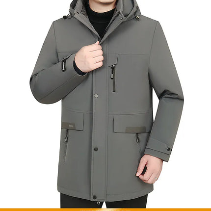 Men's Detachable Liner & Hat Puffer Coats Business Casual Hooded White Duck Down Jackets 2026 Winter Outwear Windproof Top Parka