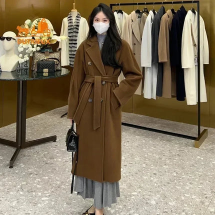 DUTRIEUX Women's Coat Double-sided 10% Cashmere 90% Wool Women's Long Coat Jacket, 2025 Winter New Long Cashmere Coat Women