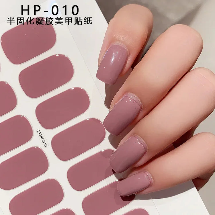 Semi Cured Wraps Fast Gel Nail Sticker Soild Nail Gel Wraps Adhesive Full Cover Gel Nail Decal UV Lamp Cured Manicure Decoration2028