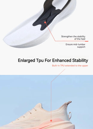 Xtep 2000KM 2.0 Running Shoes Women  Summer Shock Absorption Professional TPU Sneakers 876218110044 (suggest half size down) PlatiNum