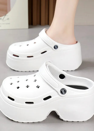 Sandali da Donna con Tacco Alto 9CM, Nuove Ciabatte Estive 2024, Scarpe da Spiaggia e Giardino con Suola Morbida, Impermeabili, Scarpe Forate da Donna per Esterni