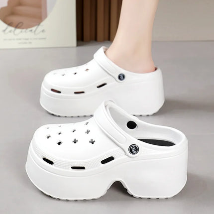 Sandali da Donna con Tacco Alto 9CM, Nuove Ciabatte Estive 2024, Scarpe da Spiaggia e Giardino con Suola Morbida, Impermeabili, Scarpe Forate da Donna per Esterni