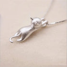 Popular 925 Sterling Silver Jewelry Fashion Simple Animal Cute Kitty Clavicle Chain Pendant Cat Necklaces XL003 PlatiNum