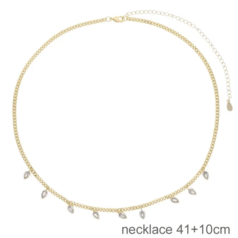 Nuovo speciale color oro Goccia d'acqua Bling Ovale CZ Collana girocollo Lariat Lunga barra a goccia a forma di Y Lunga nappa Gioielli da donna 2025