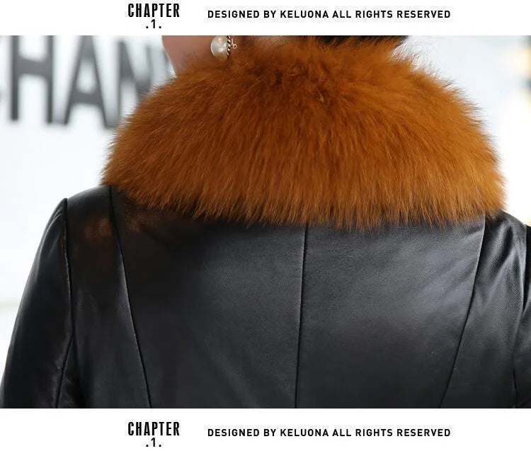 Hot Sale Winter Women's Faux Fur High Quality Faux Sheepskin Coats Keep Warm With Fur Fox Collars Slim Female Furs